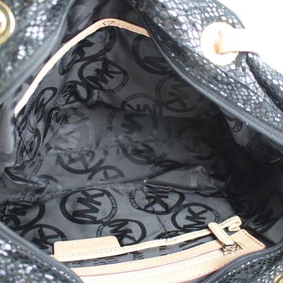 Michael Kors Black Patent Embossed Python Jet Set Tote 4MK124 - Picture 4 of 12